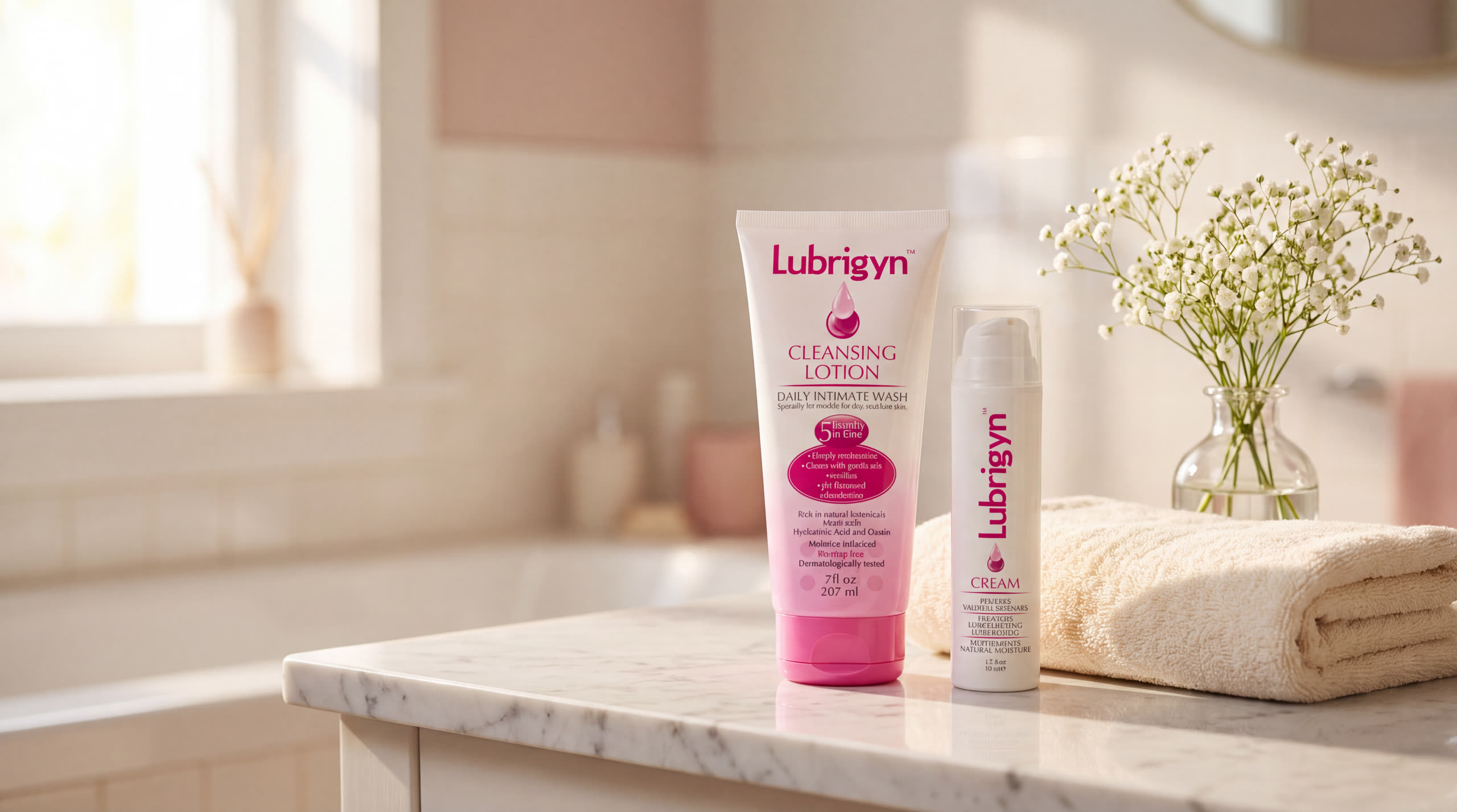 Lubrigyn Cleansing Lotion and Cream on silk